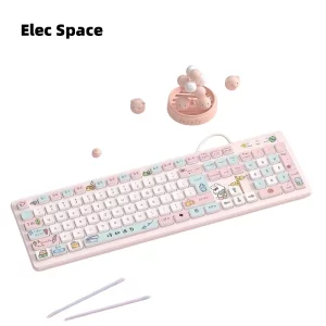 Elec Space Bàn PhíM Gaming Không Dây 2.4G HìNh HoạT HìNh Dễ Thương Cho Laptop / Pc