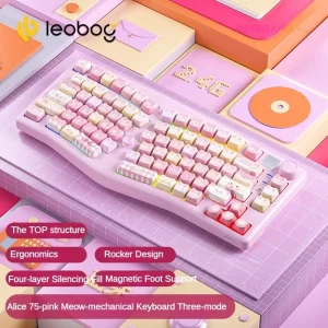 Leobog A75 Bàn phím cơ Alice tùy chỉnh RGB TOP Cấu trúc 2.4g Trò chơi Bluetooth ba chế độ không dây Thể thao điện tử