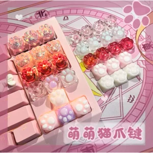 Keycap chân mèo tay mèo dễ thương (một cái) – nút gắn trang trí bàn phím cơ cao cấp, xuyên led – quà tặng – phụ kiện